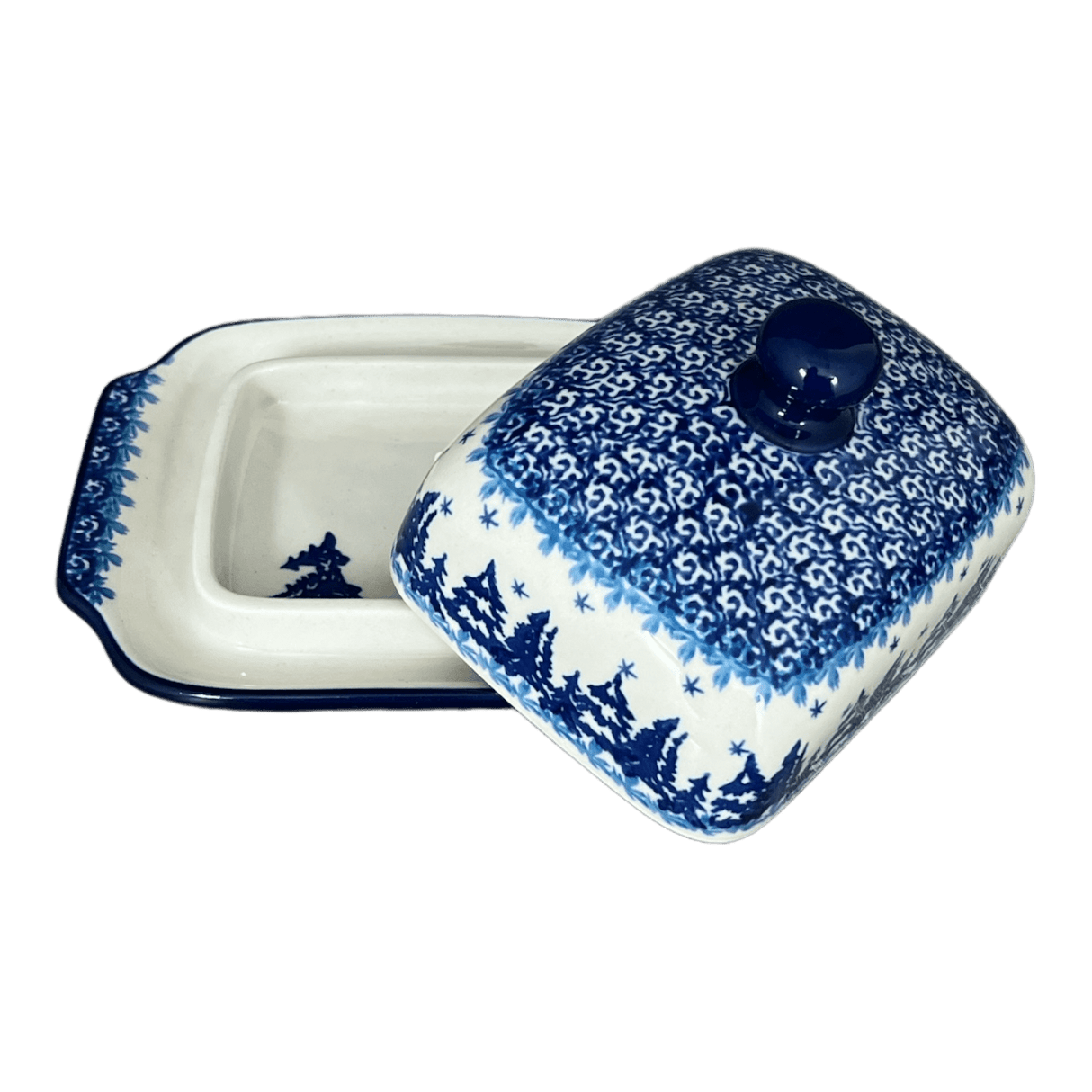 Butter Dish, 7" x 5.5" in "Winter Skies" by Ceramika Artystyczna | A295-2826X