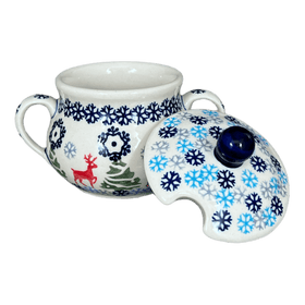 Polish Pottery 3.5" Traditional Sugar Bowl (Reindeer Games) | C015T-BL07 Additional Image at PolishPotteryOutlet.com