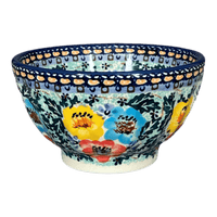 A picture of a Polish Pottery Bowl, Round, Fancy, 5.5" in "Brilliant Garland" by Manufaktura | C018S-WK79 as shown at PolishPotteryOutlet.com/products/5-5-fancy-bowl-brilliant-garland-c018s-wk79