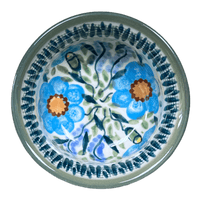 A picture of a Polish Pottery 3.5" Bowl (Baby Blue Blossoms - Solid Rim) | M081S-JS49A as shown at PolishPotteryOutlet.com/products/3-5-bowl-baby-blue-blossoms-solid-rim-m081s-js49a