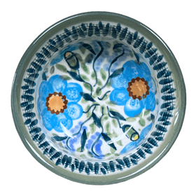 Polish Pottery 3.5" Bowl (Baby Blue Blossoms - Solid Rim) | M081S-JS49A Additional Image at PolishPotteryOutlet.com