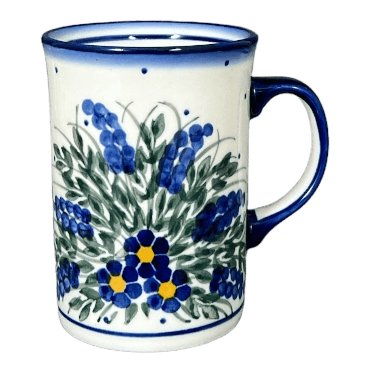 Mug, Straight Mug, 8 oz, WR (WR14A) in "Delphinium Spray" by W.R. Ceramika | WR14A-BW3