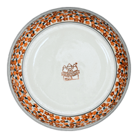 A picture of a Polish Pottery Bowl, Round, Extra Deep, 10.5" in "Orange Wreath" by Zaklady | Y986A-DU52 as shown at PolishPotteryOutlet.com/products/extra-deep-10-5-bowl-orange-wreath-y986a-du52