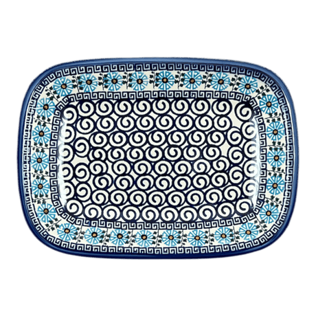 Tray, Serving, 8" x 11" in "Blue Daisy Spiral" by Andy | NDA154-38