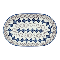 A picture of a Polish Pottery 7"x11" Oval Roaster (Diamond Blossoms) | P099U-ZP03 as shown at PolishPotteryOutlet.com/products/7x11-oval-roaster-diamond-blossoms-p099u-zp03