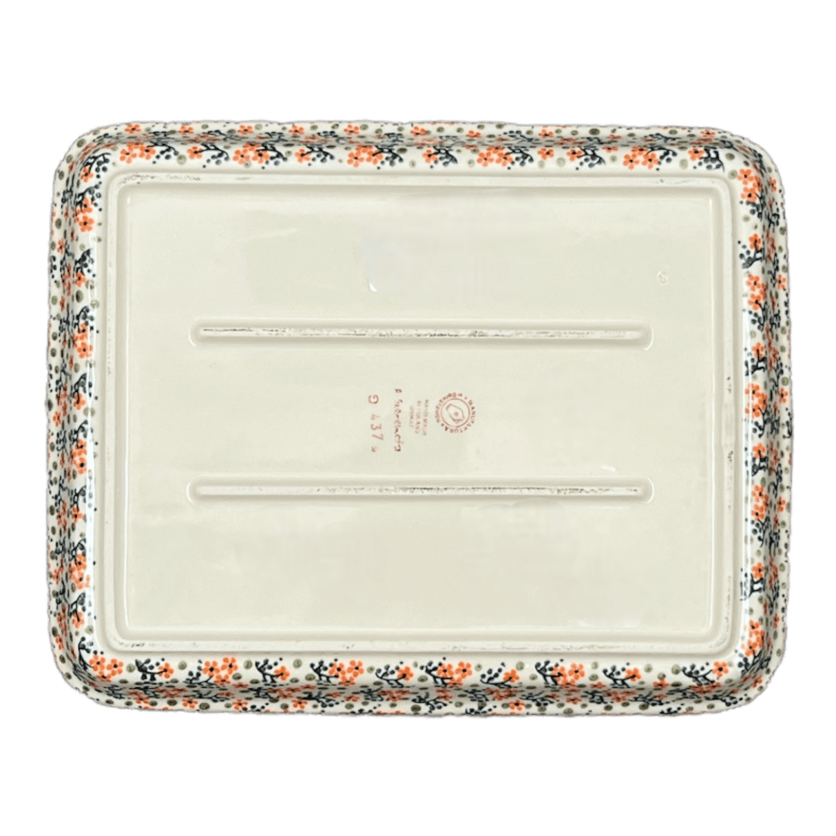 Baker, Rectangular, Shallow 10" x 13" in "Peach Blossoms - Solid Rim" by Manufaktura | P105S-AS46A