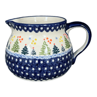 A picture of a Polish Pottery 1.5 Liter Pitcher (Festive Forest) | D043U-INS6 as shown at PolishPotteryOutlet.com/products/1-5-l-wide-mouth-pitcher-festive-forest-d043u-ins6