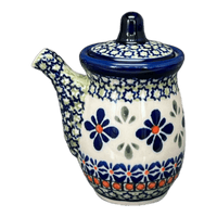 A picture of a Polish Pottery Zaklady Soy Sauce Pitcher (Emerald Mosaic) | Y1947-DU60 as shown at PolishPotteryOutlet.com/products/soy-sauce-pitcher-emerald-mosaic-y1947-du60
