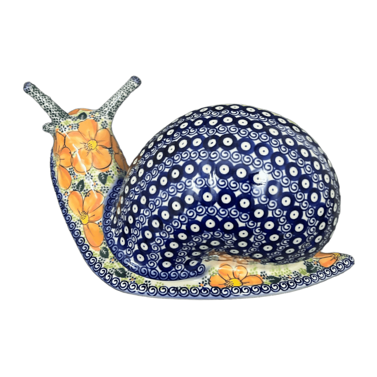 Figurine, Snail, Giant, 14.5" in "Orange Daisy" by Galia | GZW02-AP