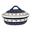 Polish Pottery Zaklady 12.5" x 10" Large Covered Baker (Persimmon Dot) | Y1158-D479 at PolishPotteryOutlet.com