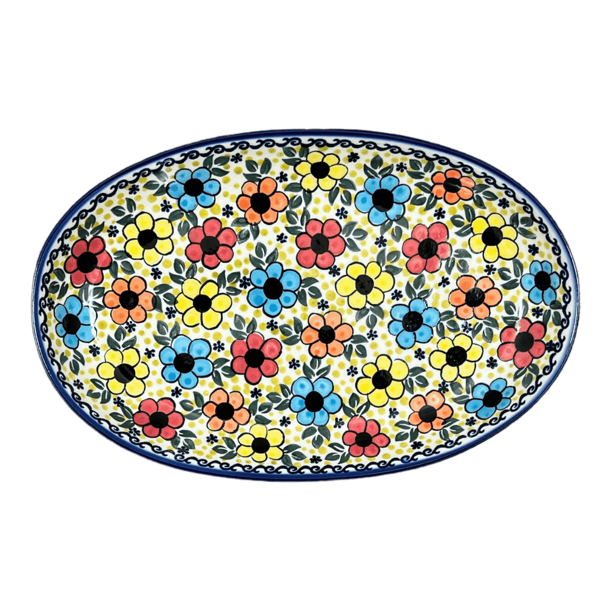 Oval Dish, 8.5" x 13.75", WR (WR13E) in "Bold Rainbow" by W.R. Ceramika | WR13E-WR55