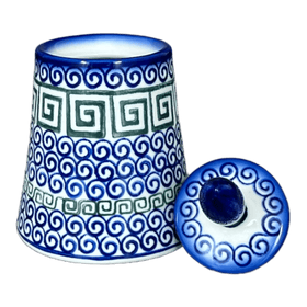 Polish Pottery Bowl, Round, Opus, Sugar Bowl, 5.5", WR (WR9D) in "Greek Columns" by W.R. Ceramika | WR9D-NP20 Additional Image at PolishPotteryOutlet.com