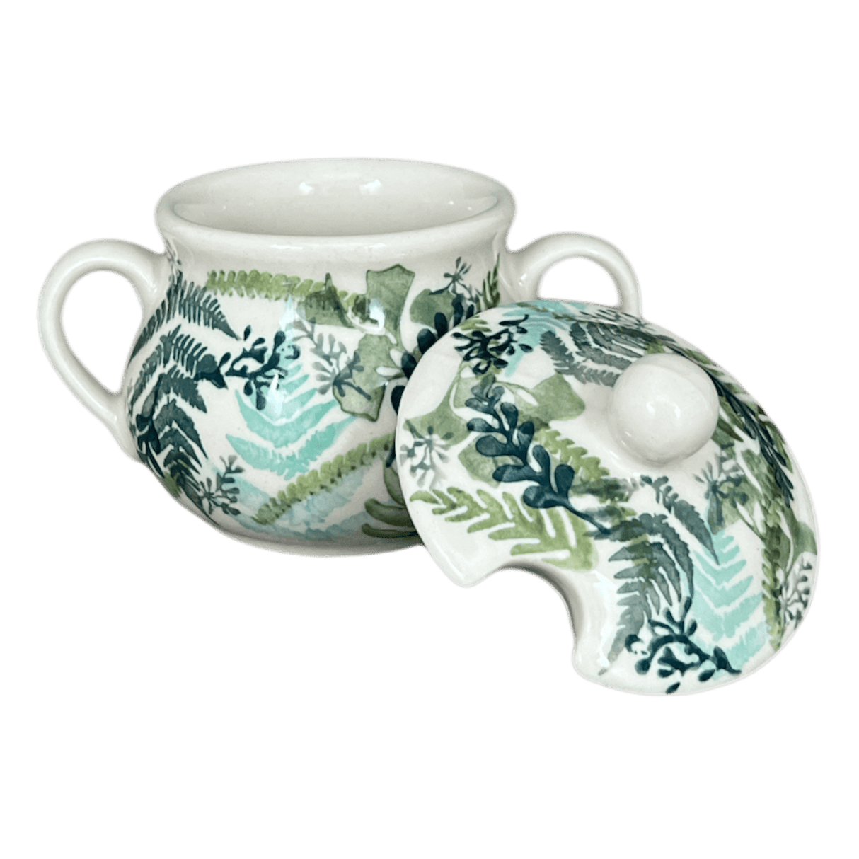 Bowl, Round, Sugar Bowl, 3.5" in "Scattered Ferns" by Manufaktura | C015S-GZ39