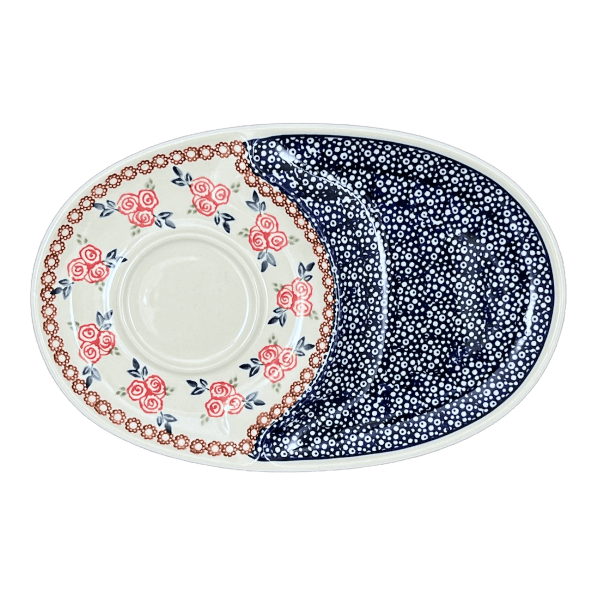 Plate, Round, Soup & Sandwich, 11.75" x 7.25" in "Parade of Roses" by Manufaktura | P006T-MCR1