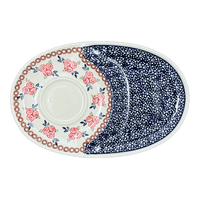 A picture of a Polish Pottery Plate, Round, Soup & Sandwich, 11.75" x 7.25" in "Parade of Roses" by Manufaktura | P006T-MCR1 as shown at PolishPotteryOutlet.com/products/soup-and-sandwich-plate-parade-of-roses-p006t-mcr1