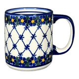 Mug, Straight Mug, 12 oz, WR (WR14E) in "Blue Floral Trellis" by W.R. Ceramika | WR14E-DT3
