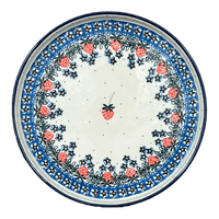 A picture of a Polish Pottery CA 10" Round Tray (Strawberry Patch) | AE93-721X as shown at PolishPotteryOutlet.com/products/10-round-tray-strawberry-patch-ae93-721x