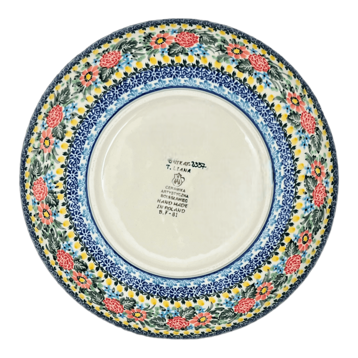 Bowl, Round, Serving, 10.5" in "Hummingbird Bouquet" by Ceramika Artystyczna | AC36-U3357