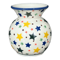 A picture of a Polish Pottery Vase, Tall, 4" in "Star Shower" by Ceramika Artystyczna | A048-359X as shown at PolishPotteryOutlet.com/products/c-a-4-tall-vase-star-shower-a048-359x