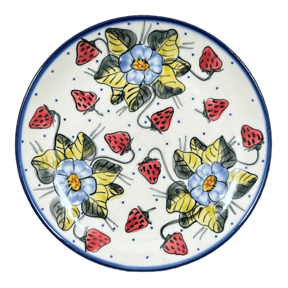 Plate, Round, Dessert, 7.75", WR (WR5G) in "Strawberries & Blossoms" by W.R. Ceramika | WR5G-WR2