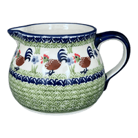 A picture of a Polish Pottery 1.5 Liter Pitcher (Chicken Dance) | D043U-P320 as shown at PolishPotteryOutlet.com/products/1-5-l-wide-mouth-pitcher-chicken-dance-d043u-p320