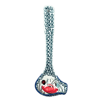 A picture of a Polish Pottery Gravy Ladle (Poppy Paradise) | L015S-PD01 as shown at PolishPotteryOutlet.com/products/7-5-gravy-ladle-poppy-paradise-l015s-pd01