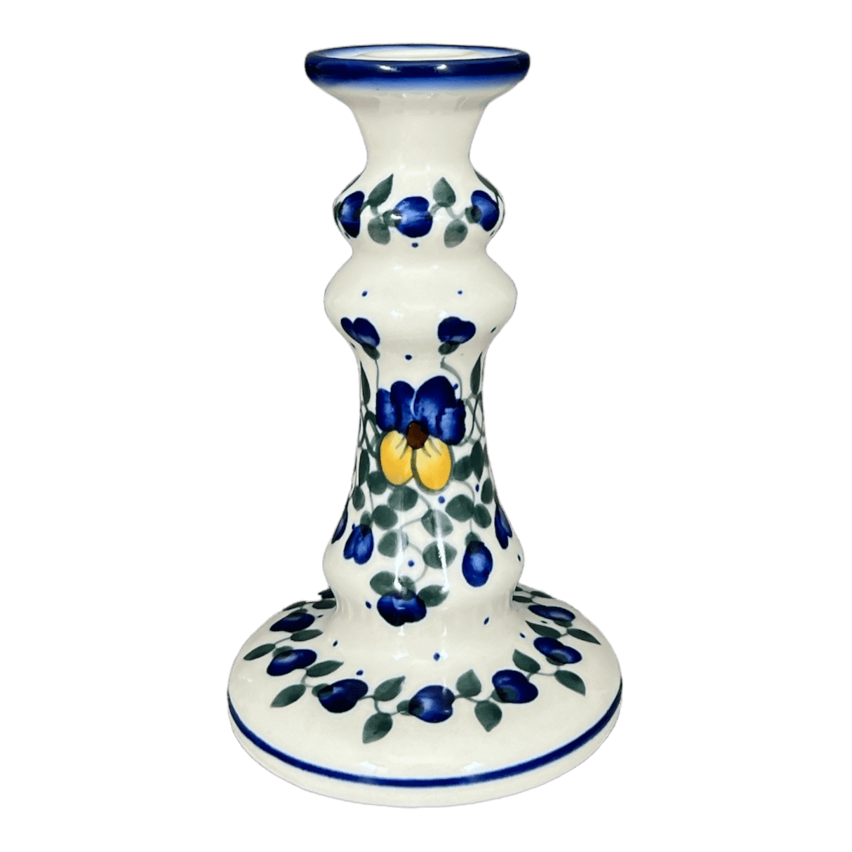 Candlestick, 7", WR (WR22C) in "Pansy Wreath" by W.R. Ceramika | WR22C-EZ2