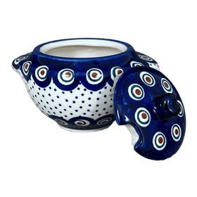 Polish Pottery 3" Sugar Bowl (Peacock Dot) | C003U-54K Additional Image at PolishPotteryOutlet.com