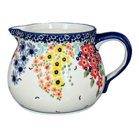 A picture of a Polish Pottery 1.5 Liter Pitcher (Brilliant Garden) | D043S-DPLW as shown at PolishPotteryOutlet.com/products/1-5-l-wide-mouth-pitcher-brilliant-garden-d043s-dplw