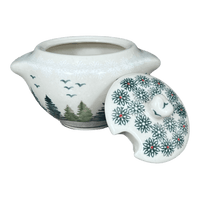 A picture of a Polish Pottery 3" Sugar Bowl (Pine Forest) | C003S-PS29 as shown at PolishPotteryOutlet.com/products/3-sugar-bowl-pine-forest-c003s-ps29