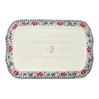A picture of a Polish Pottery 11.5" x 17" Rectangular Platter (Full Bloom) | P158S-EO34 as shown at PolishPotteryOutlet.com/products/11-5-x-17-platter-full-bloom-p158s-eo34