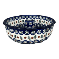 A picture of a Polish Pottery Bundt Cake Pan, 10.25" in "Peacock Pine" by Ceramika Artystyczna | AA55-366X as shown at PolishPotteryOutlet.com/products/bundt-cake-pan-peacock-pine-aa55-366x