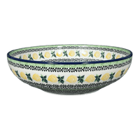 A picture of a Polish Pottery CA 10.5" Serving Bowl (Lemons and Leaves) | AC36-2749X as shown at PolishPotteryOutlet.com/products/10-5-serving-bowl-lemons-and-leaves-ac36-2749x