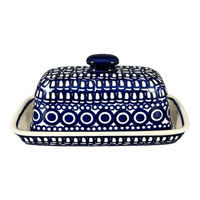 A picture of a Polish Pottery Butter Dish, American, 4" x 7.5" in "Gothic" by Manufaktura | M074T-13 as shown at PolishPotteryOutlet.com/products/american-butter-dish-gothic-m074t-13