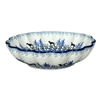 A picture of a Polish Pottery Bowl, Round, Blossom, 7.5" in "Labrador Loop" by Ceramika Artystyczna | A249-2862X as shown at PolishPotteryOutlet.com/products/7-5-blossom-bowl-labrador-loop-a249-2862x