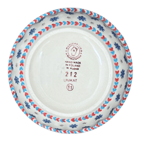 A picture of a Polish Pottery Bowl, Round, 5.5" in "Snowflake Love" by Manufaktura | M083U-PS01 as shown at PolishPotteryOutlet.com/products/5-5-bowl-snowflake-love-m083u-ps01