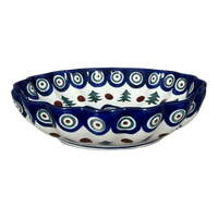 A picture of a Polish Pottery CA 7.5" Blossom Bowl (Peacock Pine) | A249-366X as shown at PolishPotteryOutlet.com/products/c-a-7-5-blossom-bowl-peacock-pine-a249-366x
