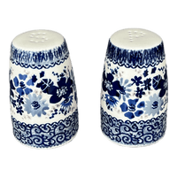A picture of a Polish Pottery 3.75" Salt and Pepper (Blue Life) | S086S-EO39 as shown at PolishPotteryOutlet.com/products/3-75-salt-and-pepper-blue-life-s086s-eo39
