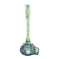 A picture of a Polish Pottery Gravy Ladle (Blue Bells) | L015S-KLDN as shown at PolishPotteryOutlet.com/products/7-5-gravy-ladle-blue-bells-l015s-kldn