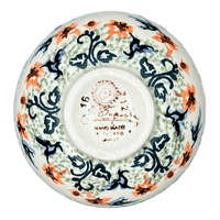 A picture of a Polish Pottery Dipping Bowl (Hummingbird Harvest) | M153S-JZ35 as shown at PolishPotteryOutlet.com/products/4-25-dipping-bowl-hummingbird-harvest-m153s-jz35