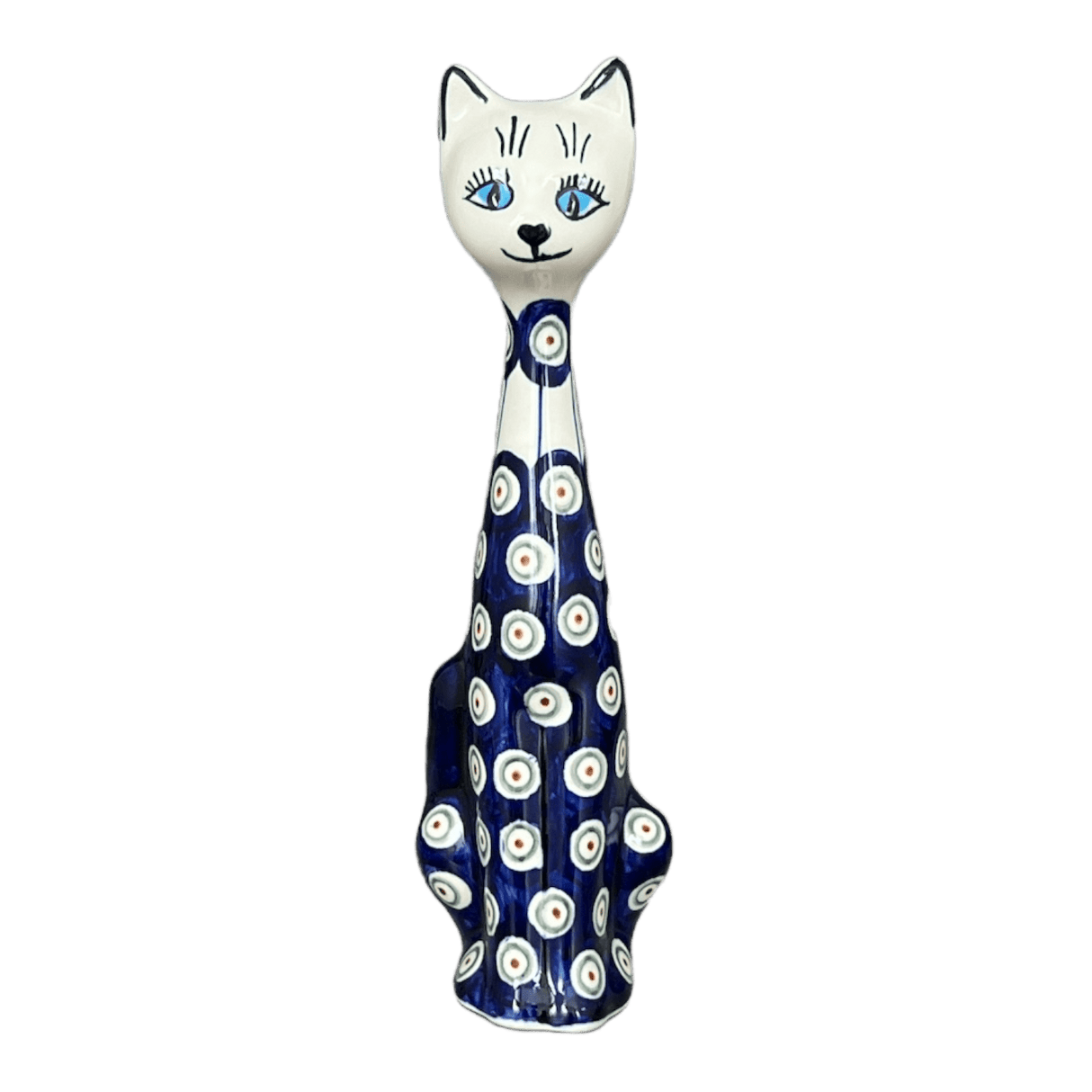 Figurine, Tall Cat, 9.5", WR (WR40C) in "Peacock in Line" by W.R. Ceramika | WR40C-SM1