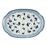 Tray, Oval, Handles, 10.75" x 15.25" in "Koi Pond" by Ceramika Artystyczna | A684-2372X