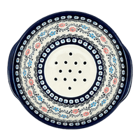 A picture of a Polish Pottery Zaklady 10" Colander (Climbing Aster) | Y1183A-A1145A as shown at PolishPotteryOutlet.com/products/10-colander-climbing-aster-y1183a-a1145a