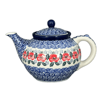 A picture of a Polish Pottery Teapot, 40 oz in "Rosie's Garden" by Ceramika Artystyczna | A060-1490X as shown at PolishPotteryOutlet.com/products/c-a-40-oz-teapot-rosies-garden-a060-1490x