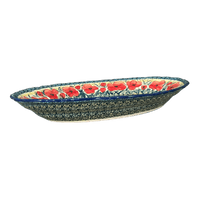 A picture of a Polish Pottery Large Scalloped Oval Platter (Poppies in Bloom) | P165S-JZ34 as shown at PolishPotteryOutlet.com/products/16-75-x-12-25-large-scalloped-oval-platter-poppies-in-bloom-p165s-jz34