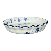 A picture of a Polish Pottery Quiche/Pie Dish, 10" in "In the Wind" by Ceramika Artystyczna | A636-2788X as shown at PolishPotteryOutlet.com/products/10-quiche-pie-dish-in-the-wind-a636-2788x