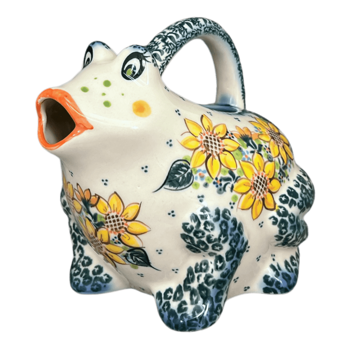 Frog Watering Can, 40 oz in "Sunflower Party" by Galia | GZW23-ASZ1