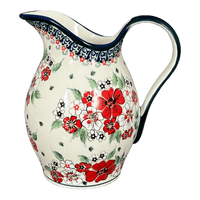 A picture of a Polish Pottery Zaklady 1.7 Liter Fancy Pitcher (Cosmic Cosmos) | Y1160-ART326 as shown at PolishPotteryOutlet.com/products/1-7-liter-fancy-pitcher-cosmic-cosmos-y1160-art326