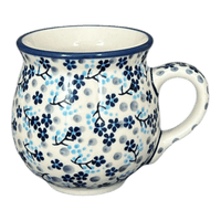 A picture of a Polish Pottery Small Belly Mug (Scattered Blues) | K067S-AS45 as shown at PolishPotteryOutlet.com/products/7-oz-belly-mug-scattered-blues-k067s-as45