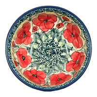 A picture of a Polish Pottery Bowl, Round, 6" in "Poppies in Bloom" by Manufaktura | M089S-JZ34 as shown at PolishPotteryOutlet.com/products/6-bowl-poppies-in-bloom